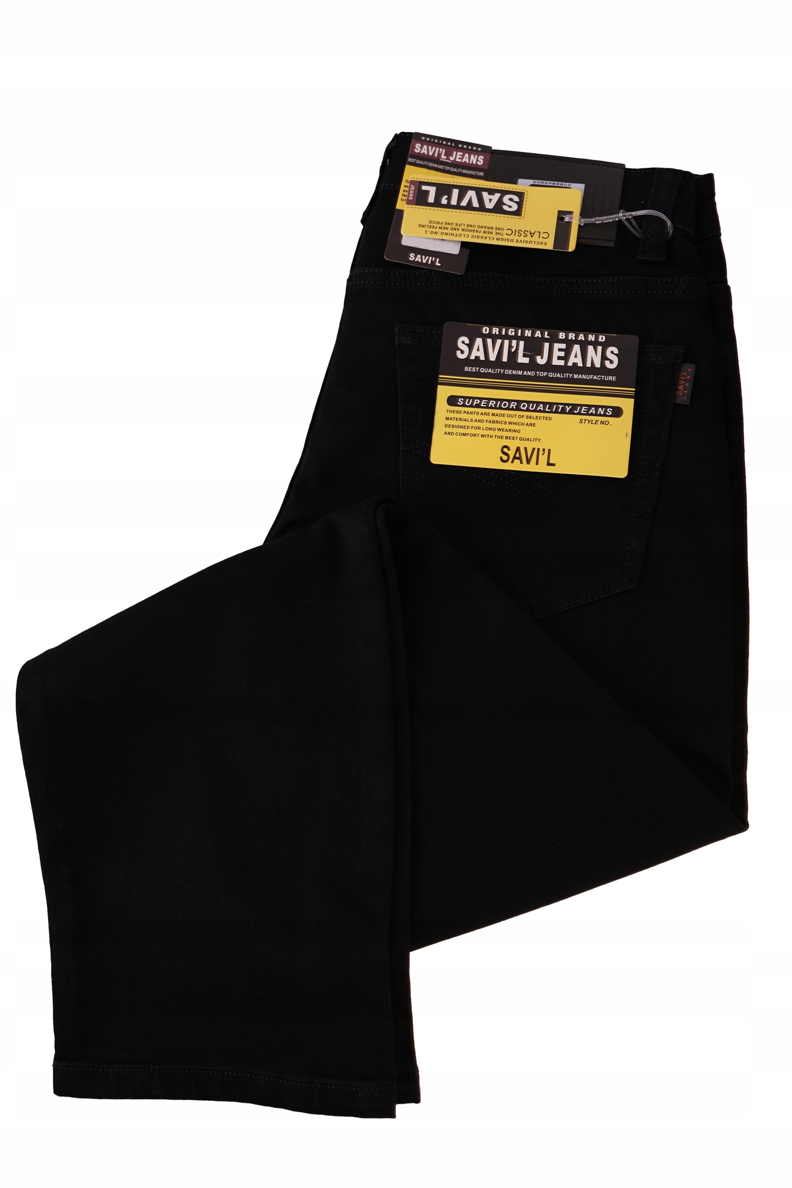 Spodnie Męskie Jeansowe Savil Bawełniane Czarne Dżinsy W34 L32 Pas 88-92
