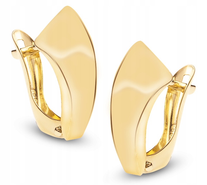 Damskie Złote Klasyczne Gładkie Kolczyki Angielskie Wysoki Połysk 14KT 585