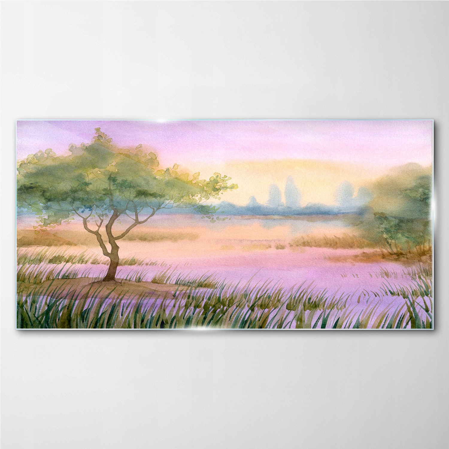 

Foto-obraz na szkle Akwarele drzewo woda 100x50 cm