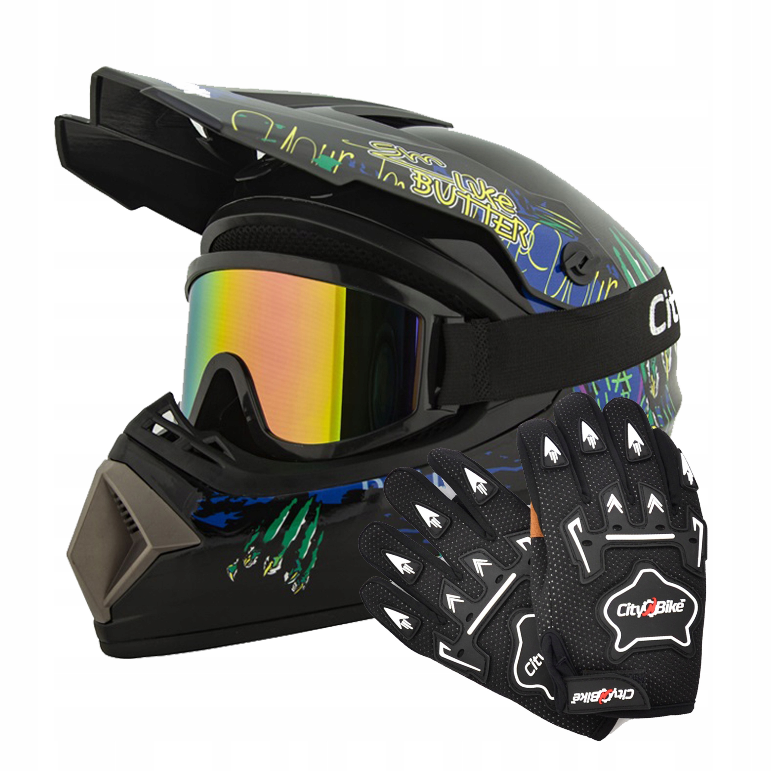 Kask Enduro+Gogle+Rękawice na Quad,Enduro,Rower BMX,Hulajnoge Elektryczną M