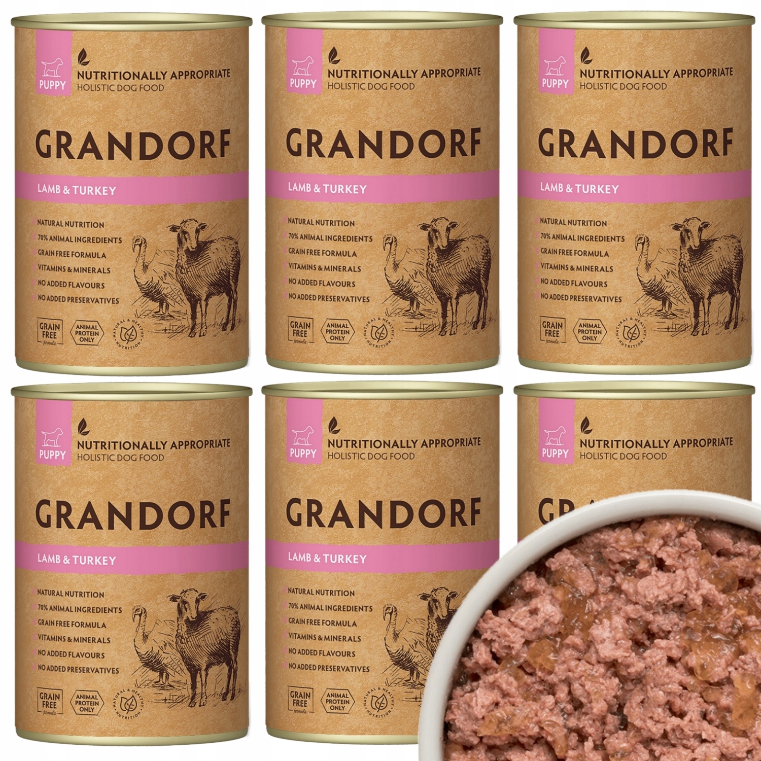 Grandorf Lamb Turkey Puppy Jagnięcina Indyk Karma Dla Szczeniąt 6x400g