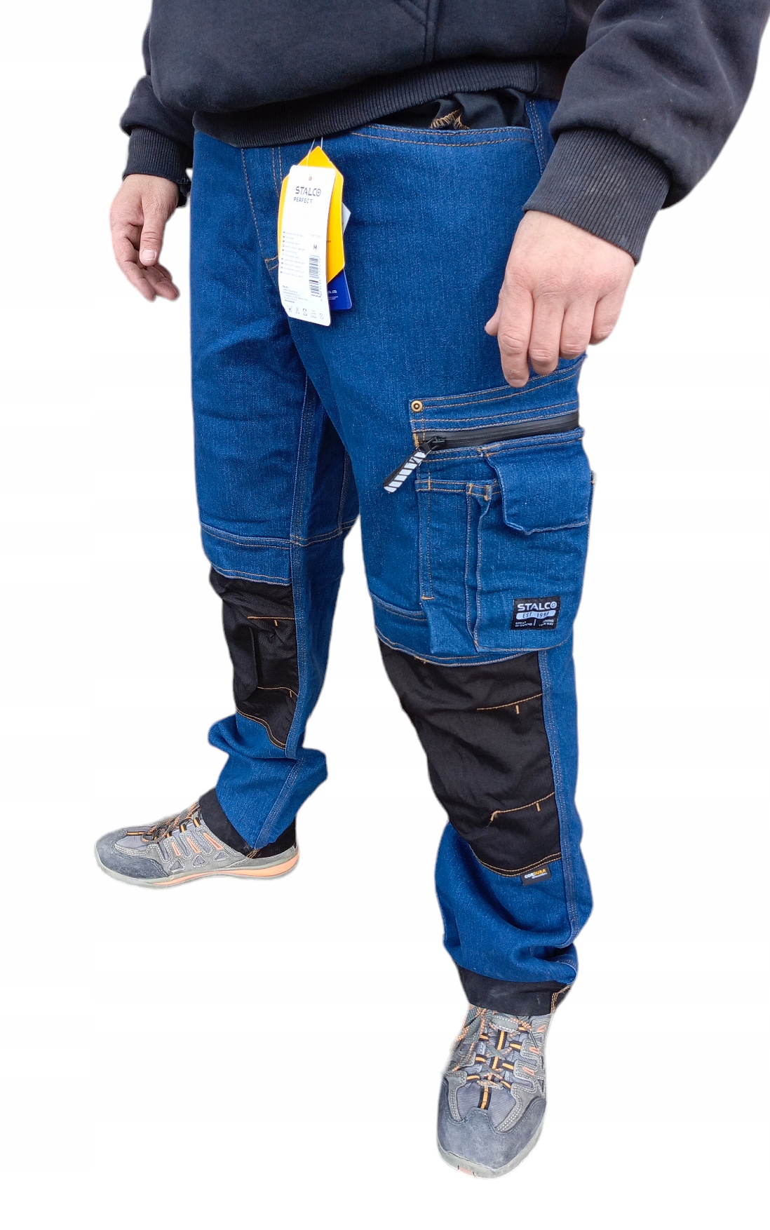 STALCO SPODNIE ROBOCZE DO PASA JEANS JEANSY CORDURA 3M ZAMEK YKK ROZ. L V2