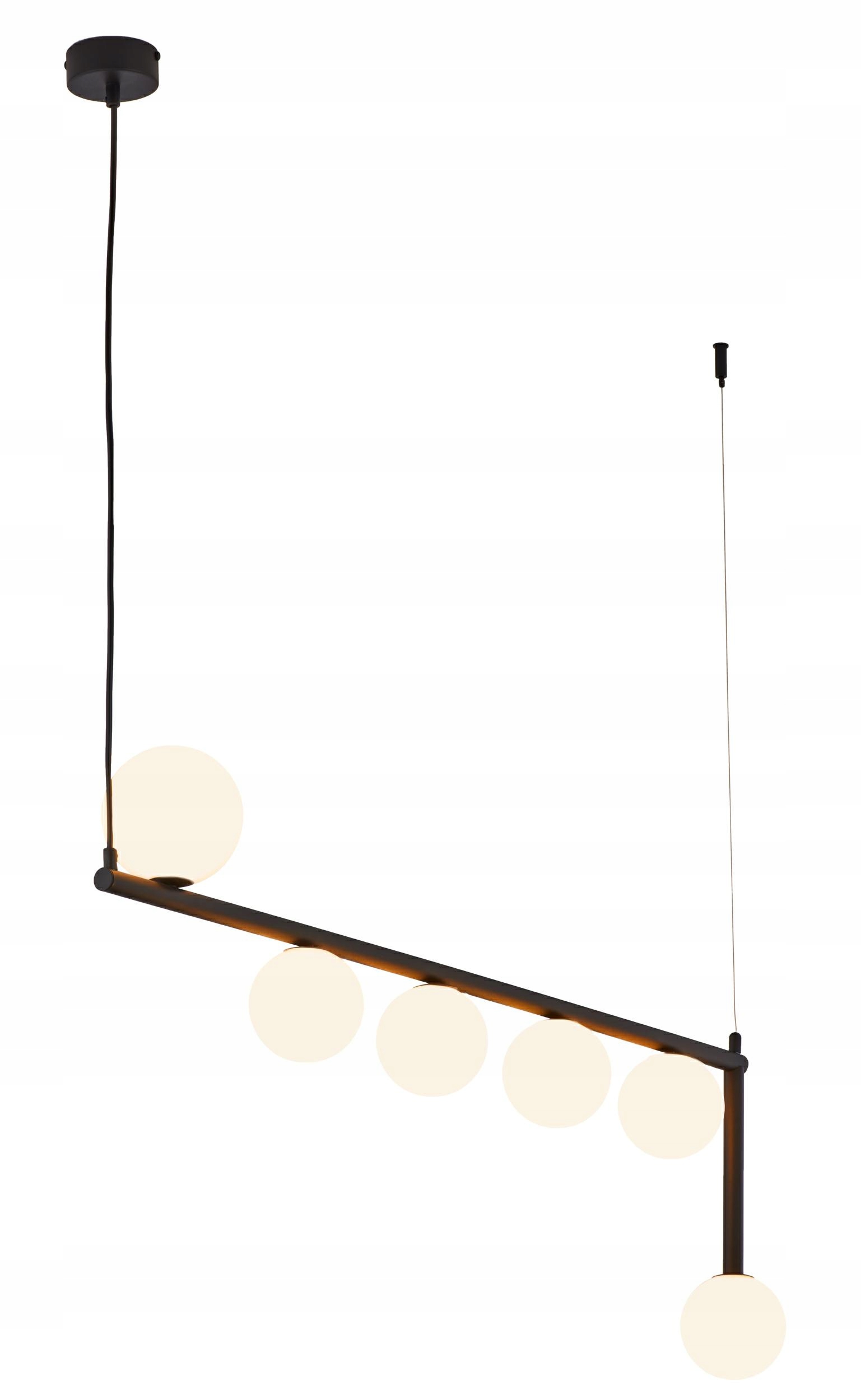 Závěsná lampa Taida Černá Bílá Skleněné Stínidla 6xG9 Stropní Svítidlo Pokoj