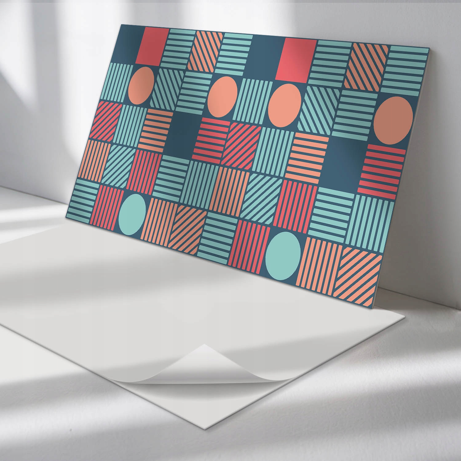 Sada vinylových panelov Geometria s farebnými tvarmi 6 ks 60x30 cm