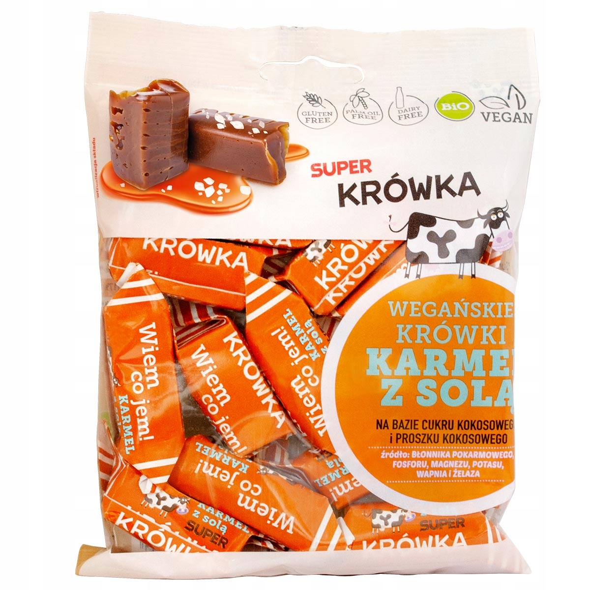 Levně 4x Bonbóny Krówki Karamel se solí veganské bezmléčné Bio 150 g Kravička
