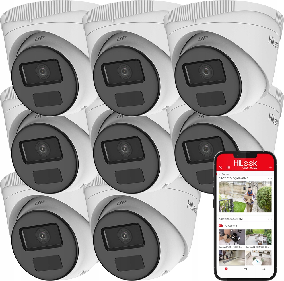 Vonkajšie Ip kamery x8 FullHD HiLook od spoločnosti Hikvision IPCAM-T2-P PoE IR20 m