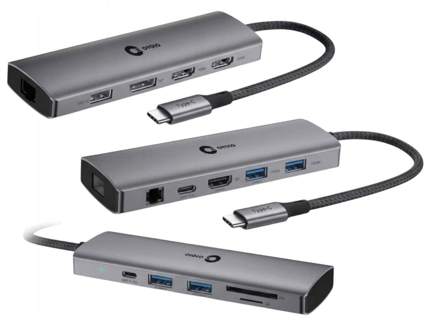 Hub pro Hiro Více portů a nabíjení jedním kabelem 2 monitory Usb-c 100W