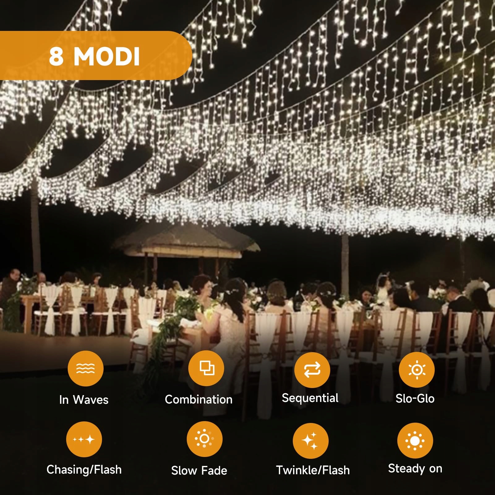 WOWDSGN Girlanda Kurtyna Świetlna Światełka Ozdobne Lampki 15M 660 LED — miniatura 4