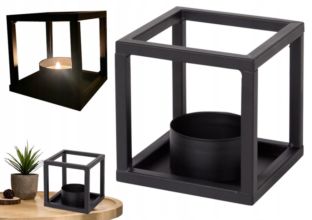 ŚWIECZNIK CZARNY METALOWY NA PODGRZEWACZE LOFT