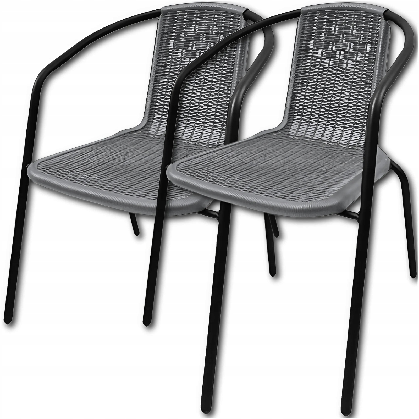 2x FOTELE OGRODOWE KRZESŁA DO OGRODU TARASU ZESTAW MEBLE TECHNORATTAN SZARE Kolor szary