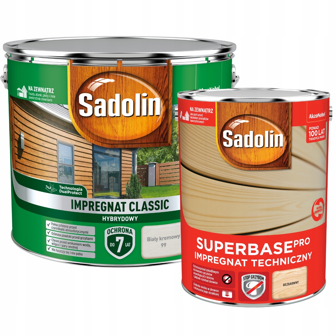 Sadolin Klasický Impregnát Na Strom 9 L Bílý Krémový Sadolin Superbase 5 L