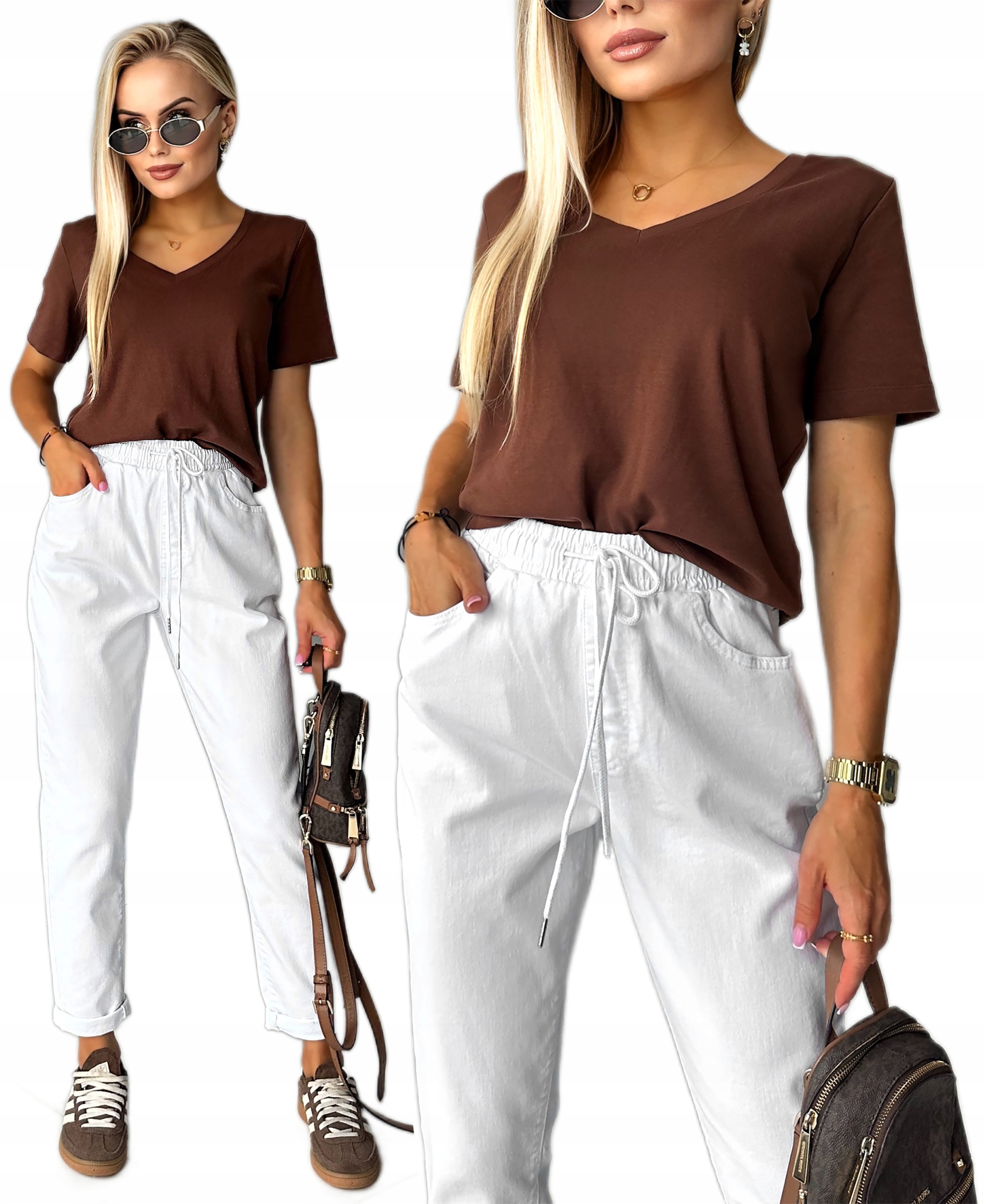 Modne Spodnie Jeansy damskie Mom Fit duże rozmiary 48 Sarabi