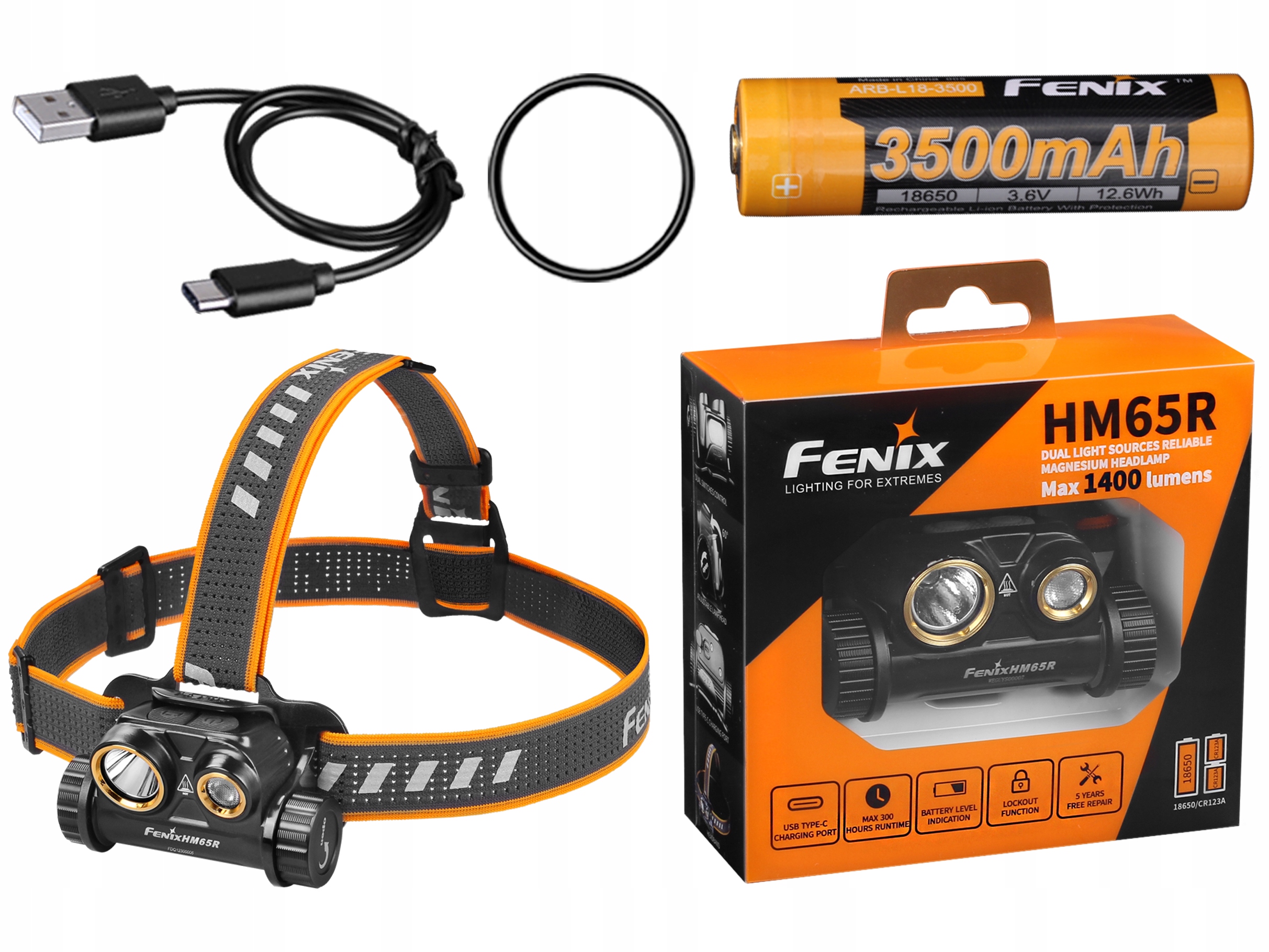 Latarka czołowa Fenix HM65R IP68 Usb-c 1400 lm Duralinium Edc Survival Cree