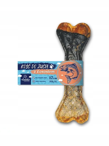 4 x Boskie Smaki Žvýkací kost s lososem, kousátko pro psa, krásné 17 cm/115 g