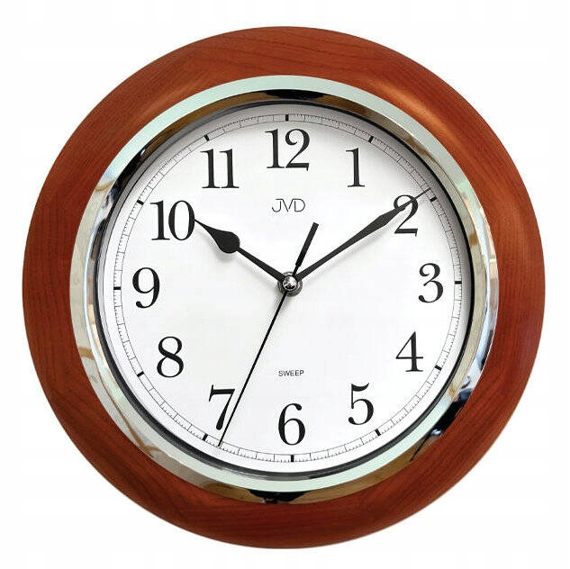 Dřevěné Kulatý Hnědé Tiché Retro Nástěnné Hodiny Jvd NS7111.41 29 cm