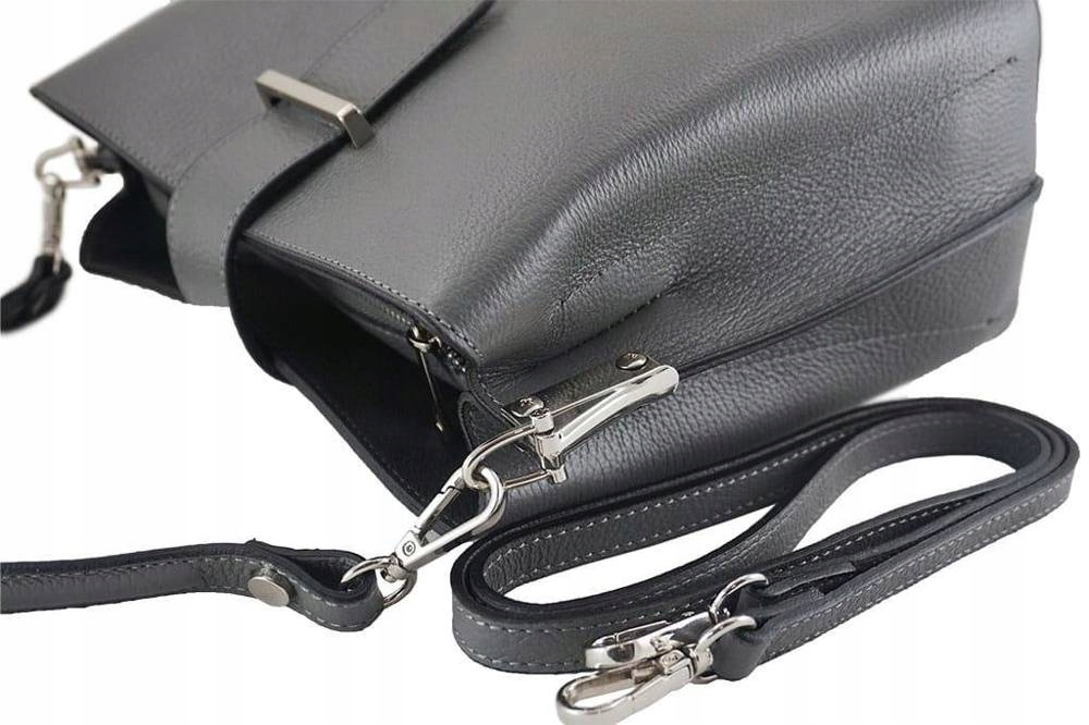 Skórzany kuferek damski shopper bag ciemnoszary - Barberini's 752-28 Płeć kobieta