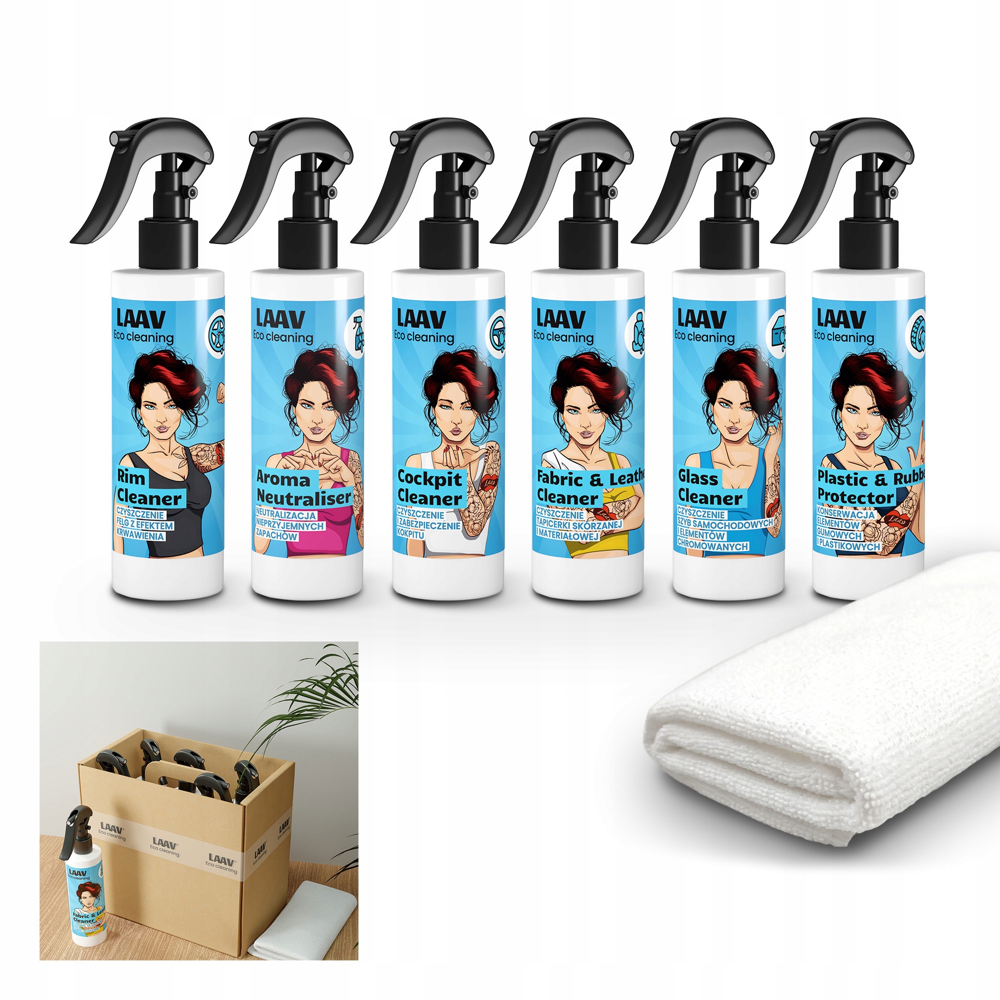 Sada přípravků pro péči a čištění auta 7 kusů Laav