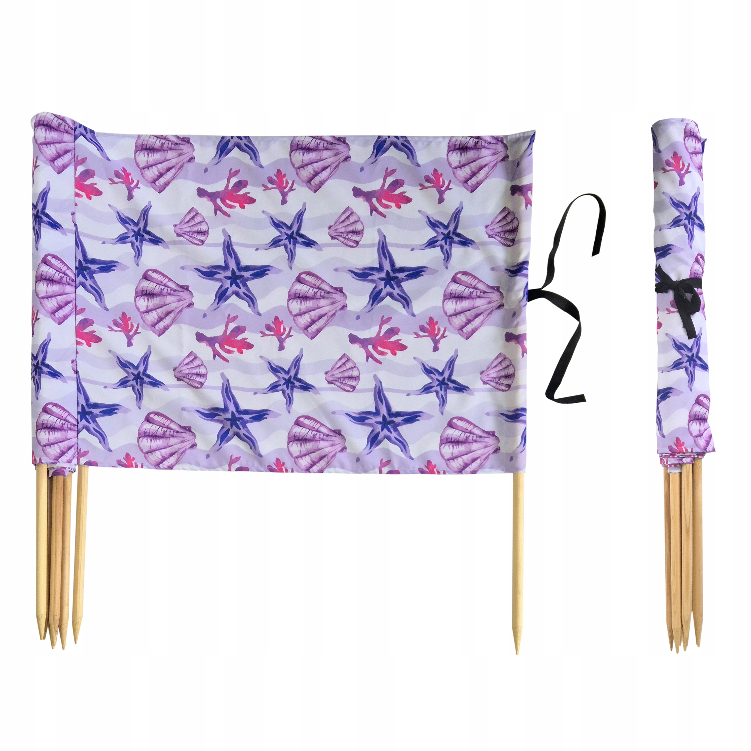 Parawan plażowy 6M (68x88 cm) Fioletowe muszle