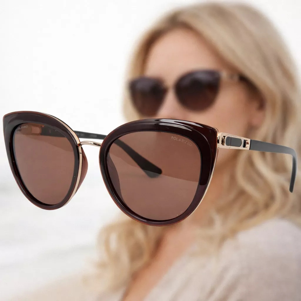 Solano Polarizační sluneční brýle Cat-Eye Hnědé SS21090B