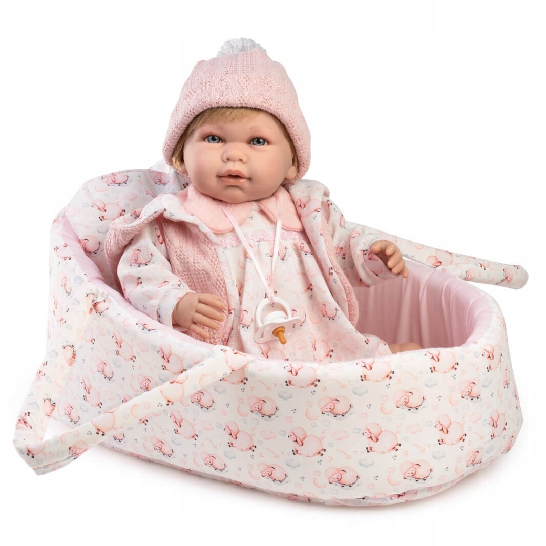 Lalka Hiszpańska Bobas W Nosidełku Mówiąca Płacze 42 cm Oryginalna