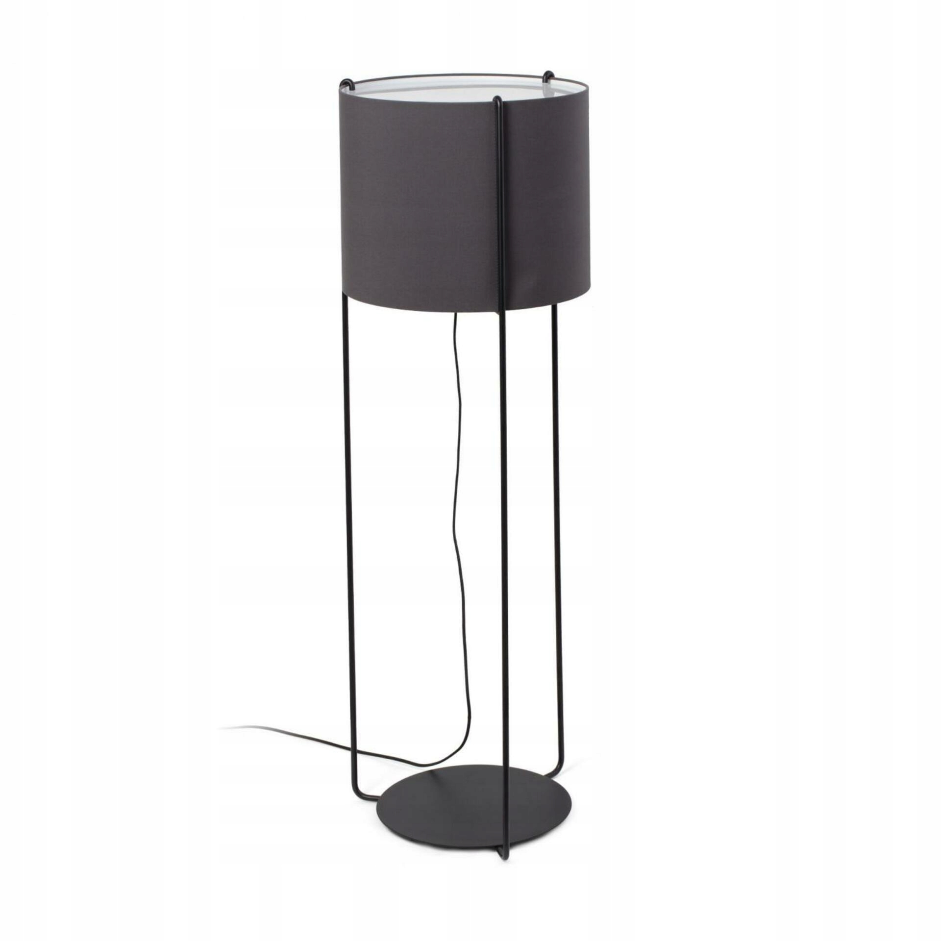 Stojacia lampa Faro Drum čierna/sivá, E27, moderný design, 210cm kábel