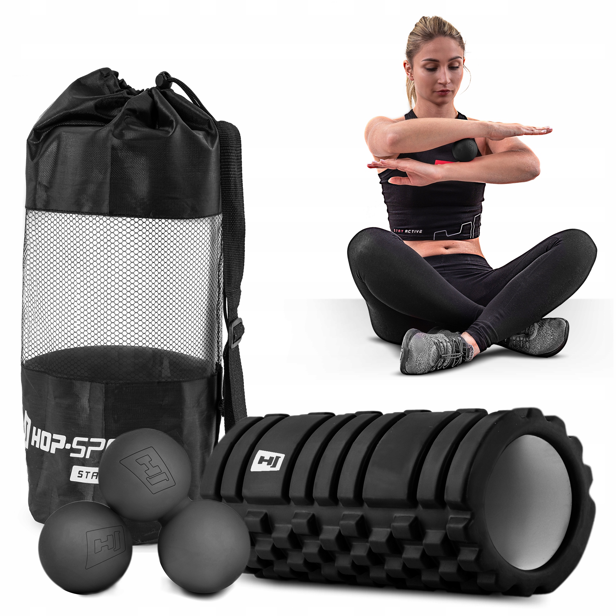 Zestaw piłeczek silikonowych do masażu Eva roller z wypustkami podwójna