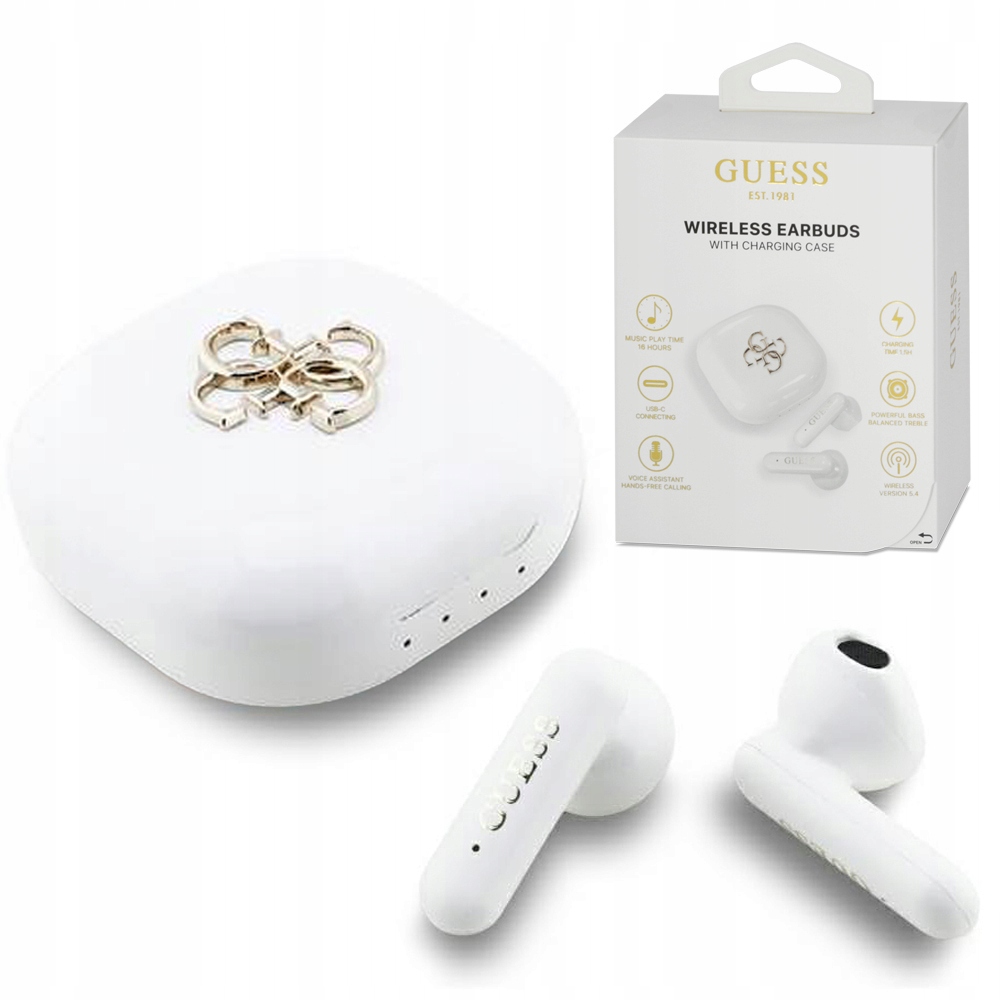 Guess stylové bezdrátové sluchátka Tws Bluetooth 5.4 pouzdro s powerbankou