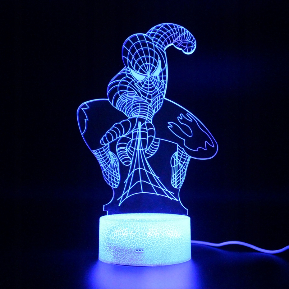 Lampka nocna 3D LED SPIDER-MAN kabel USB + PILOT Rodzaj gwintu zintegrowane źródło LED