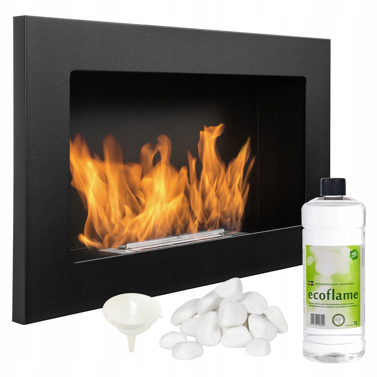 Biokrb černý 650x400 Široký Regulovatelný Oheň