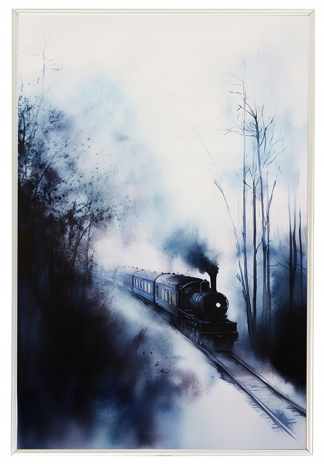 Plakát Rámeček Hliník Cestování Železnice Parní Vlak Dráha Les Mlha 40x60