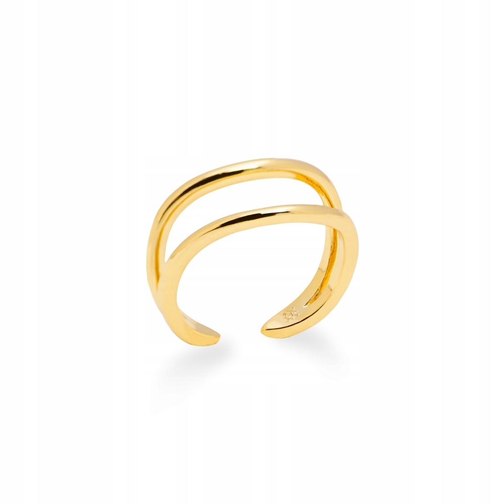 Pierścionek otwarty pozłacany Ania Kruk złoty podwójny gładki mosiądz
