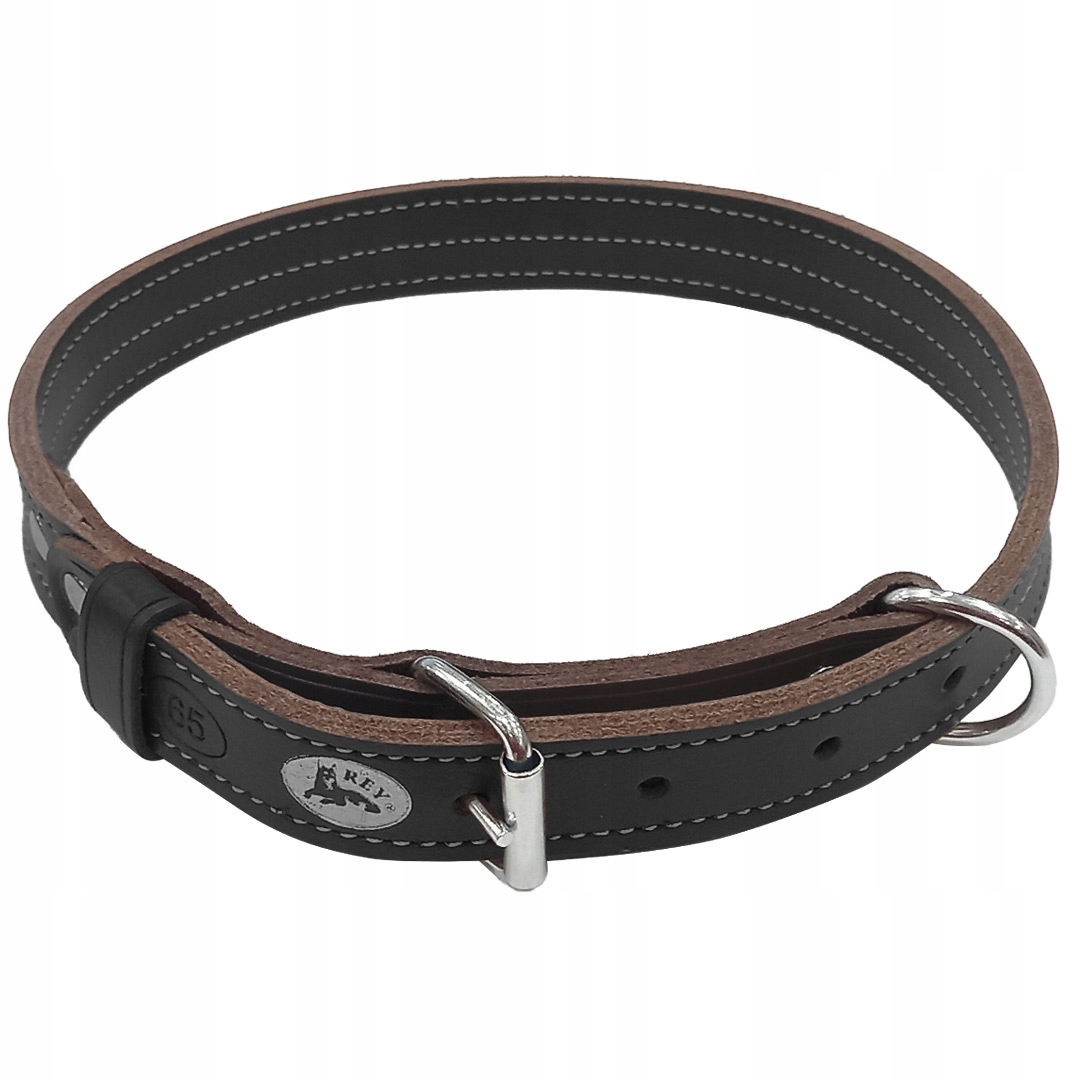 Levně Kožený obojek pro psa černý 25 mm 51-60 cm Polský Výrobce