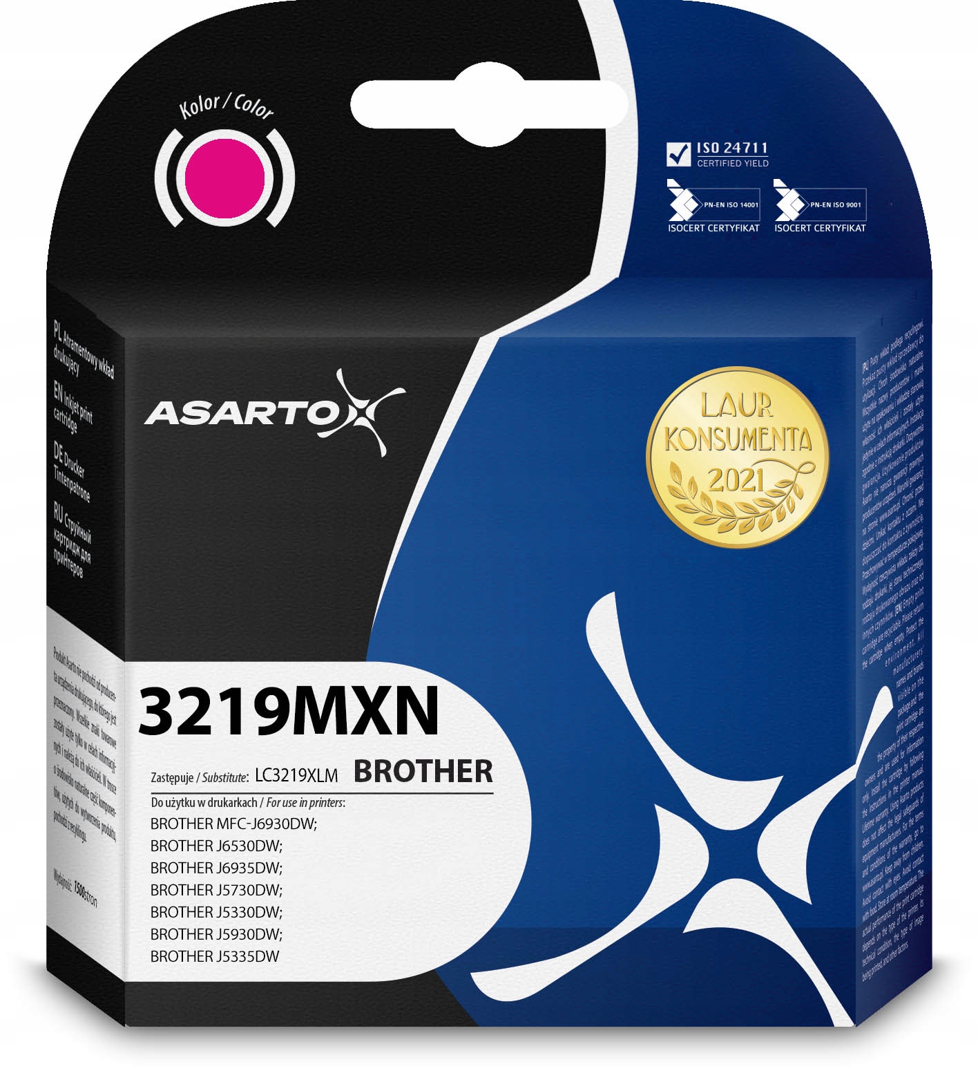 Tusz Asarto zamiennik do drukarki Brother 3219MXN 1500 stron magenta