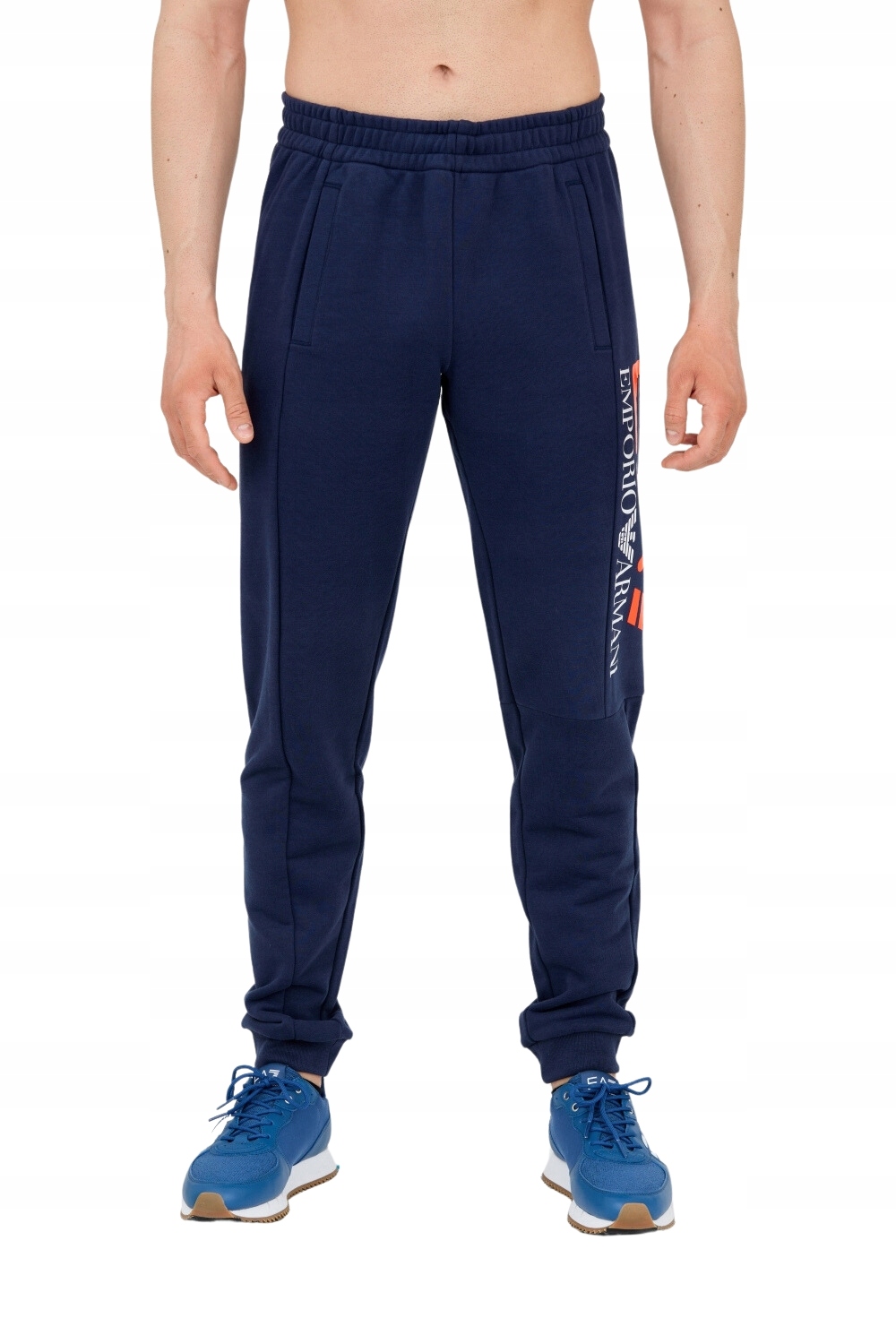 EA7 Dlouhé modré tepláky, velikost M