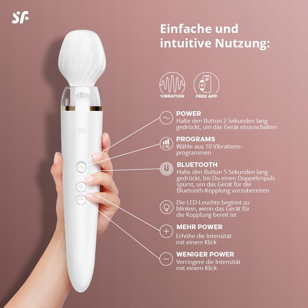 SATISFYER Double Wand-er XXL Masażer Dla Kobiet Wodoodporny Silikon — miniatura 3