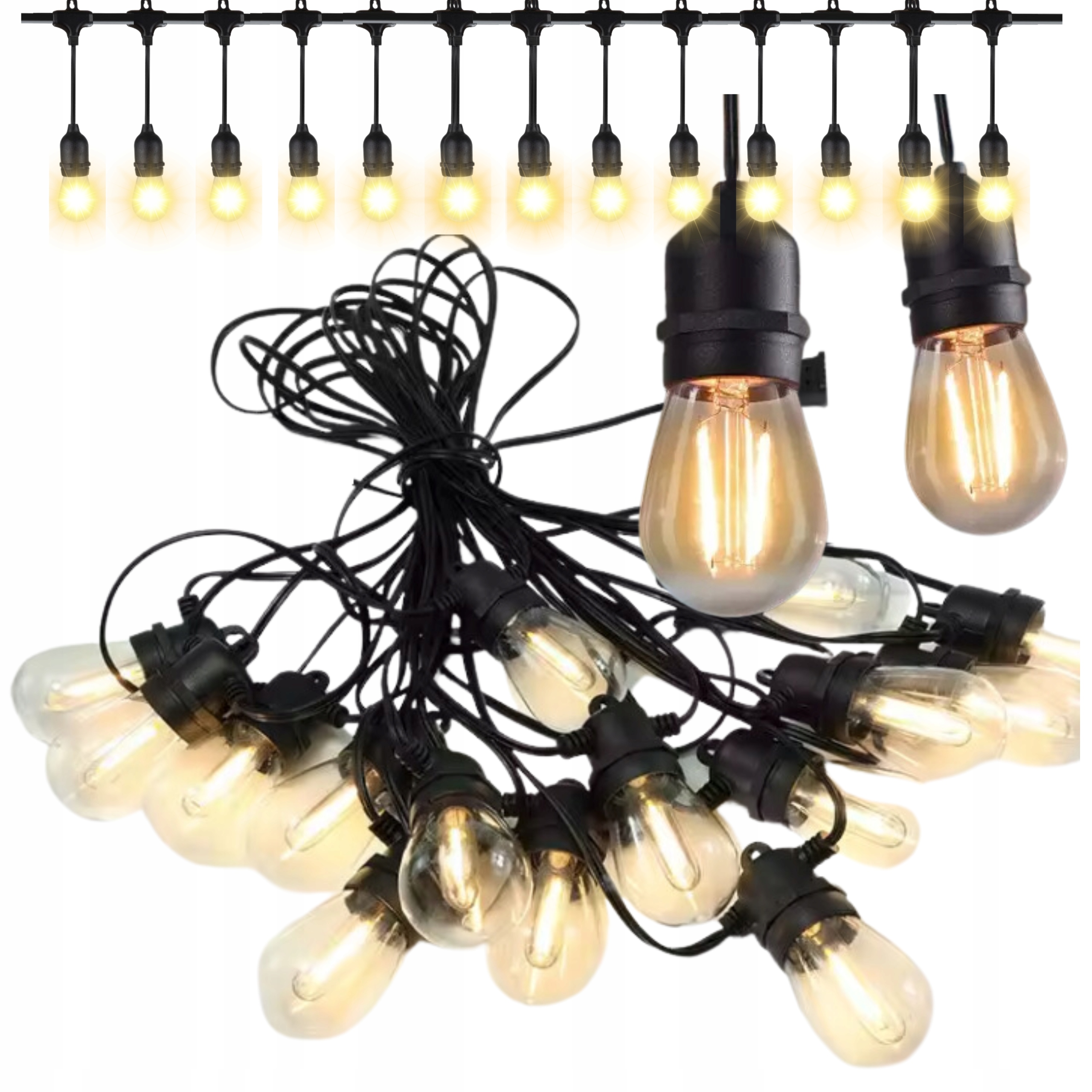 LAMPKI LOFT GIRLANDA LOFT ŻARÓWKI OGRODOWE LED IP44 5M 10 ŻARÓWEK