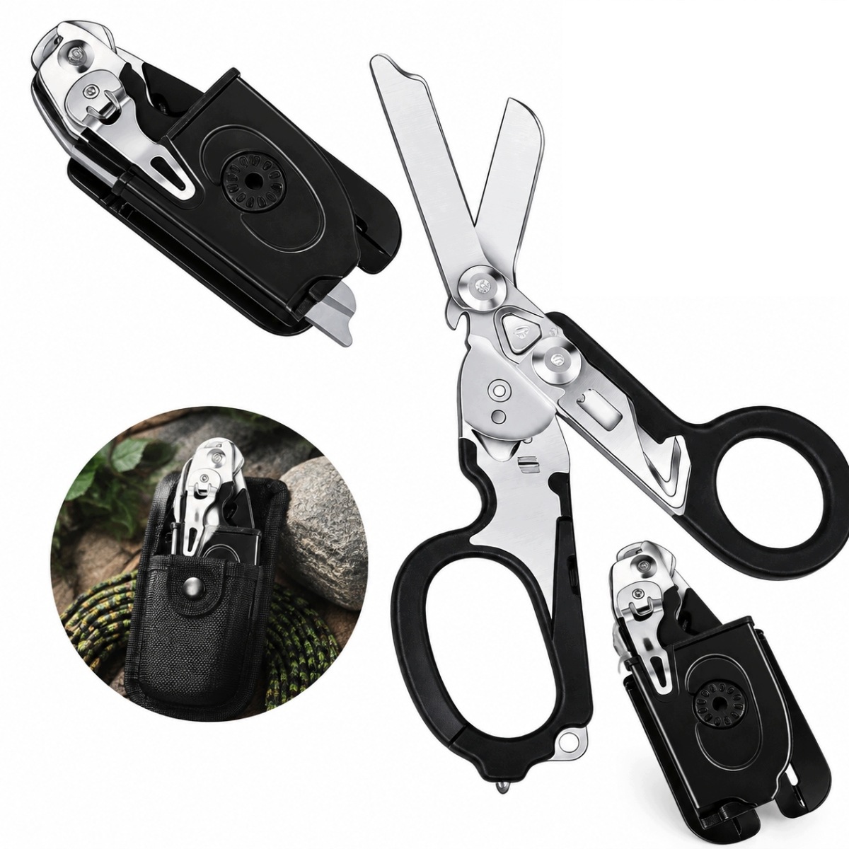 Taktyczny Multitool 6W1 – Nożyczki Z Przecinakiem I Łamaczem Szyby