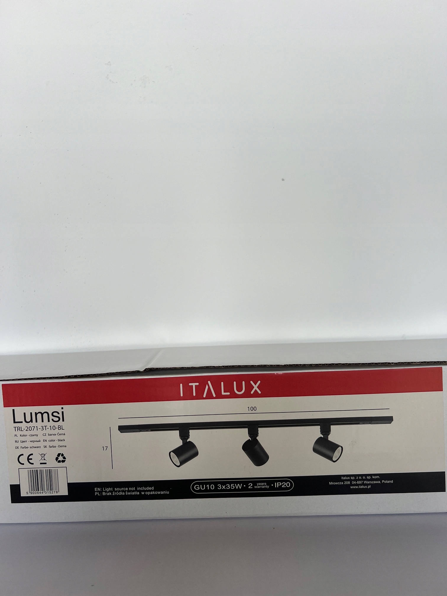 Reflektor Listwa sufitowa czarna Lumsi TRL-2071-3T-10-BL firmy Italux