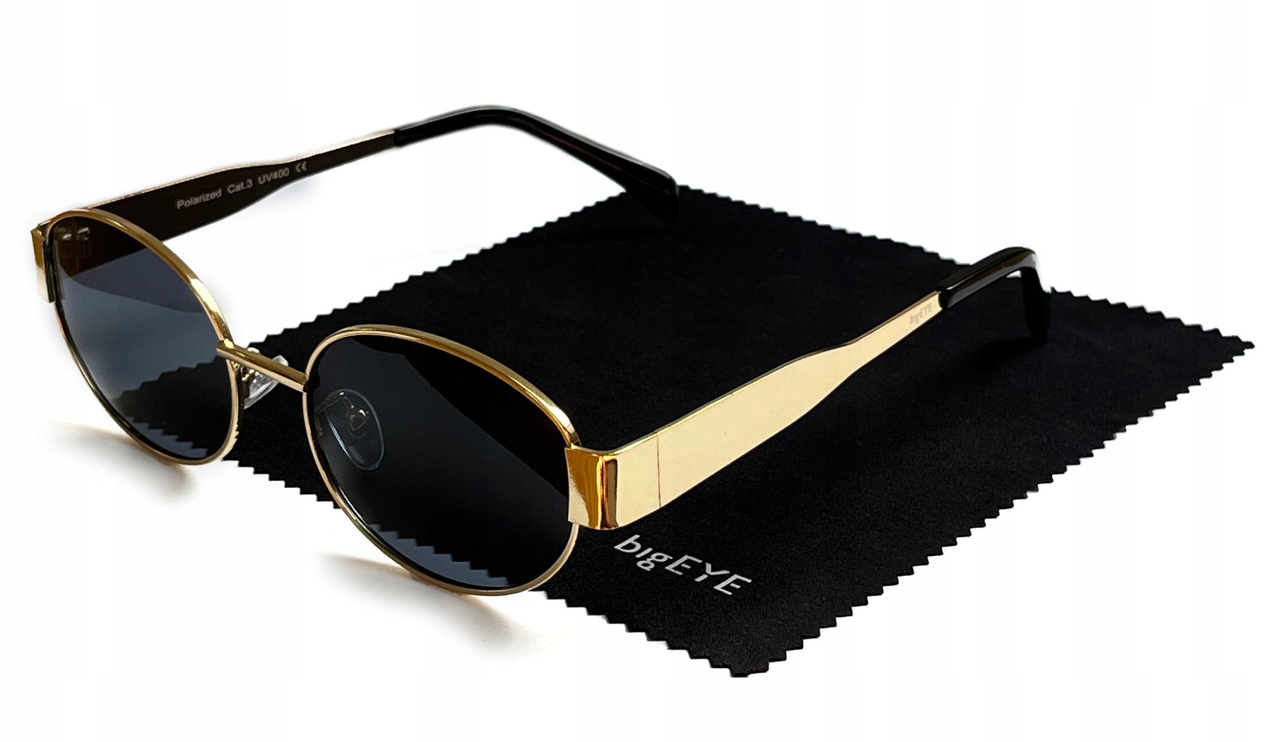 bigEYE OKULARY POLARYZACYJNE PREMIUM DAMSKIE MODNE OWALNE METALOWE ZESTAW Model RETRO 01