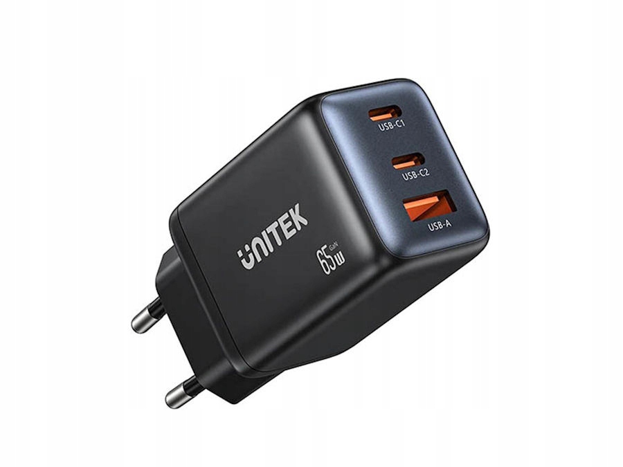 Unitek GaN 2x USB-C USB-A 65W Czarny