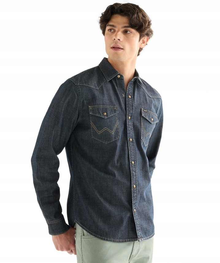 Pánská košile Wrangler Western Shirt Modrá Klasická bavlněná XL