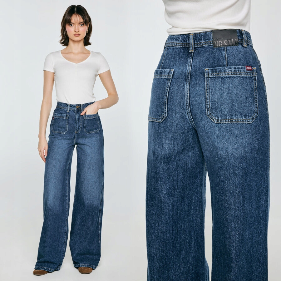 Big Star Dámské džíny s širokou nohavicí, modré, Celin 492 29/30