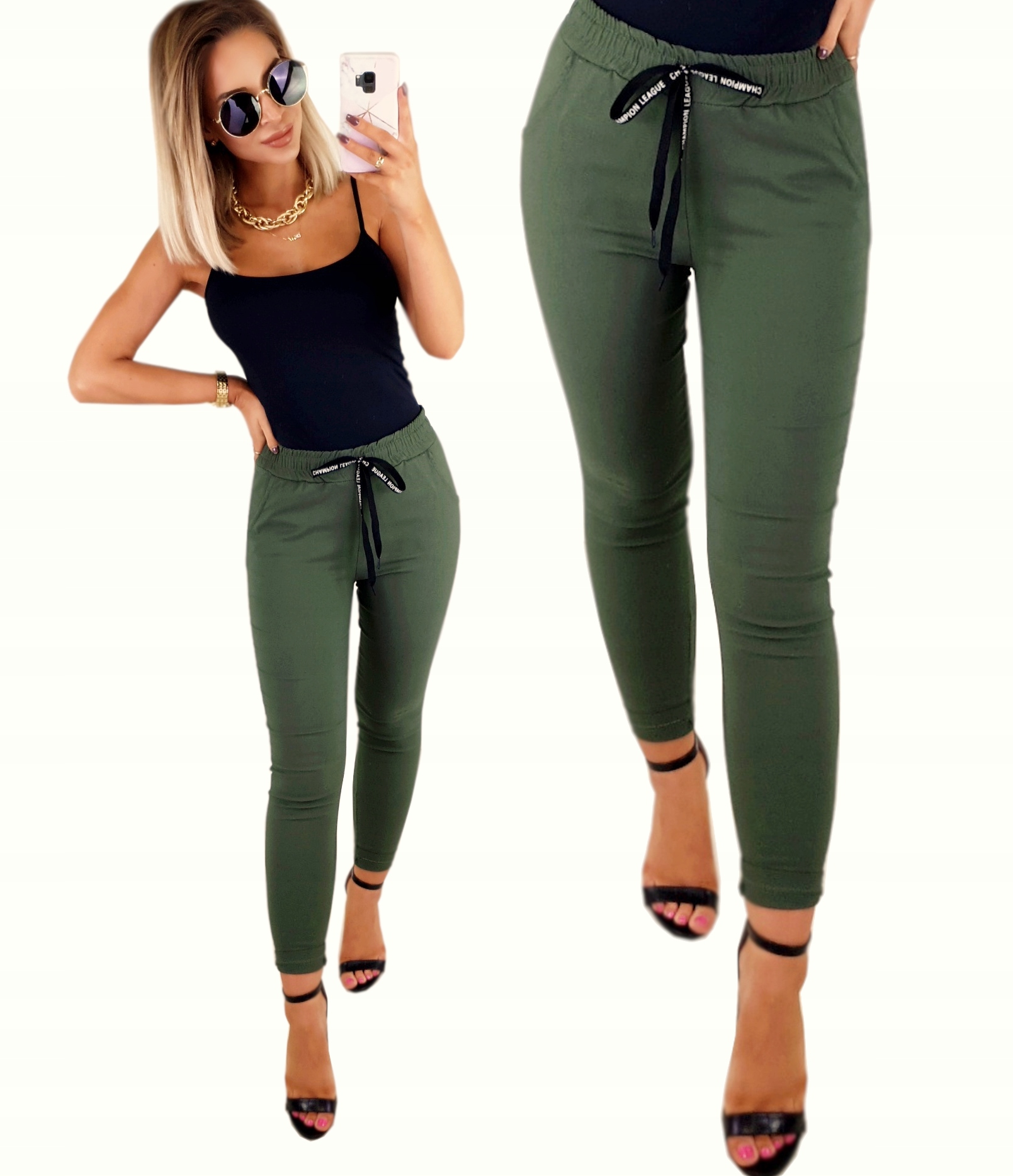 

Kobiece Spodnie Cygaretki Super Wygodne Taśma L/XL