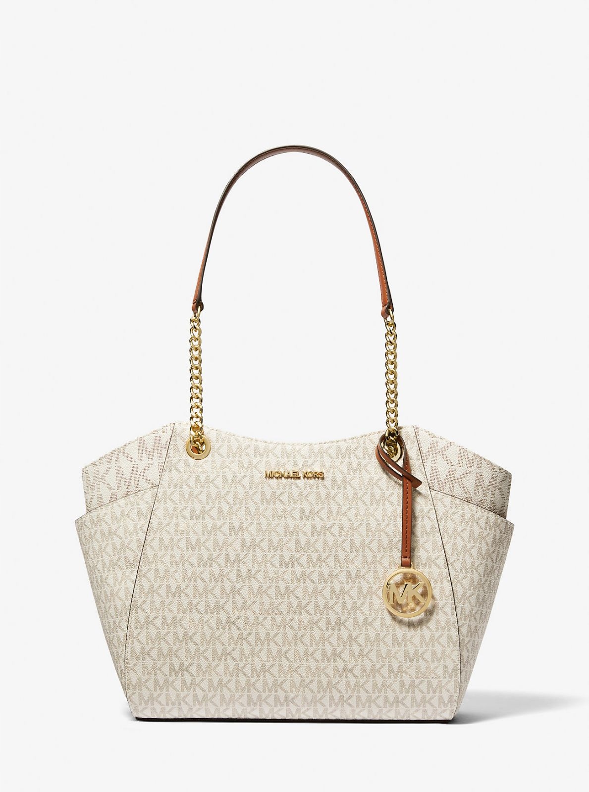 Michael Kors dámská kabelka Jet Set Signature Large Logo krémová