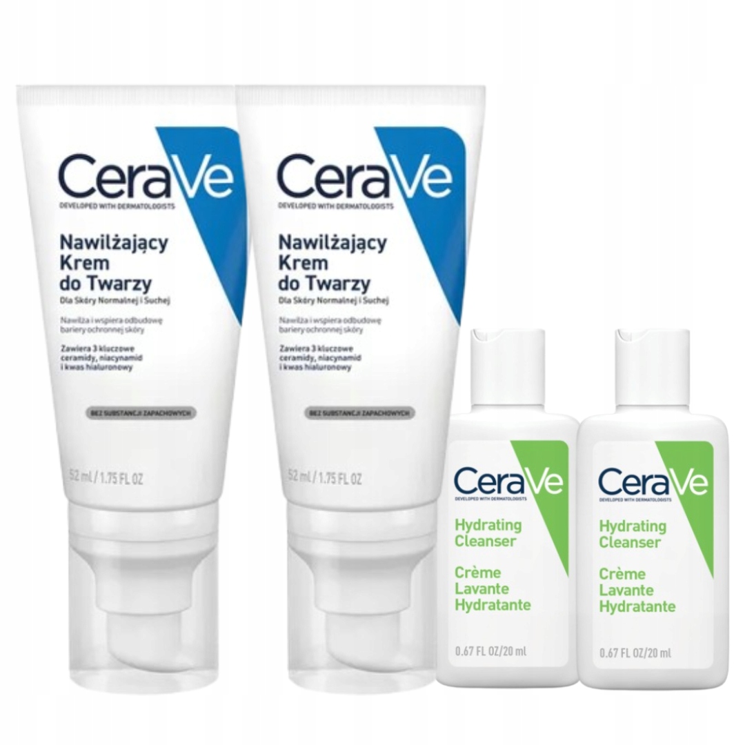 CeraVe Krem Nawilżający do Twarzy, Skóra Normalna i Sucha 52ml x2