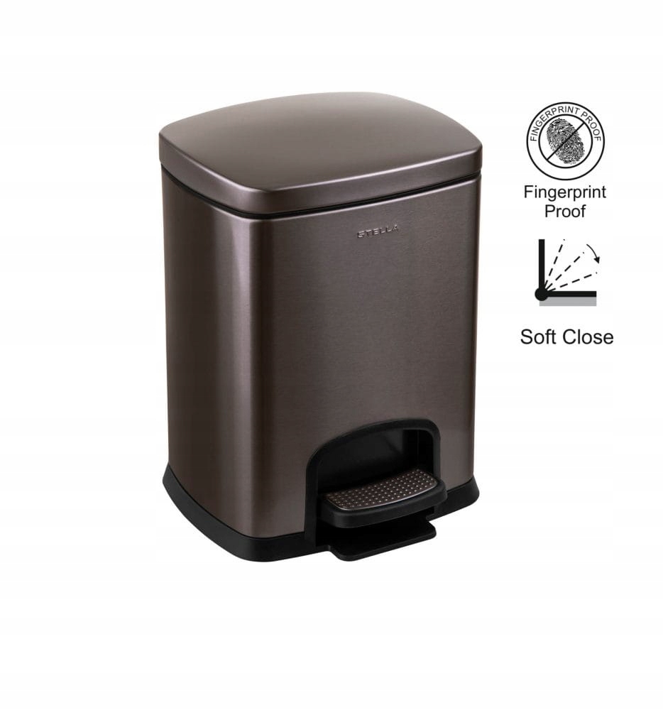 Stella Pedálový koš Premium, obdélníkový, 8L, grafit, metalická barva 20.20308 -b