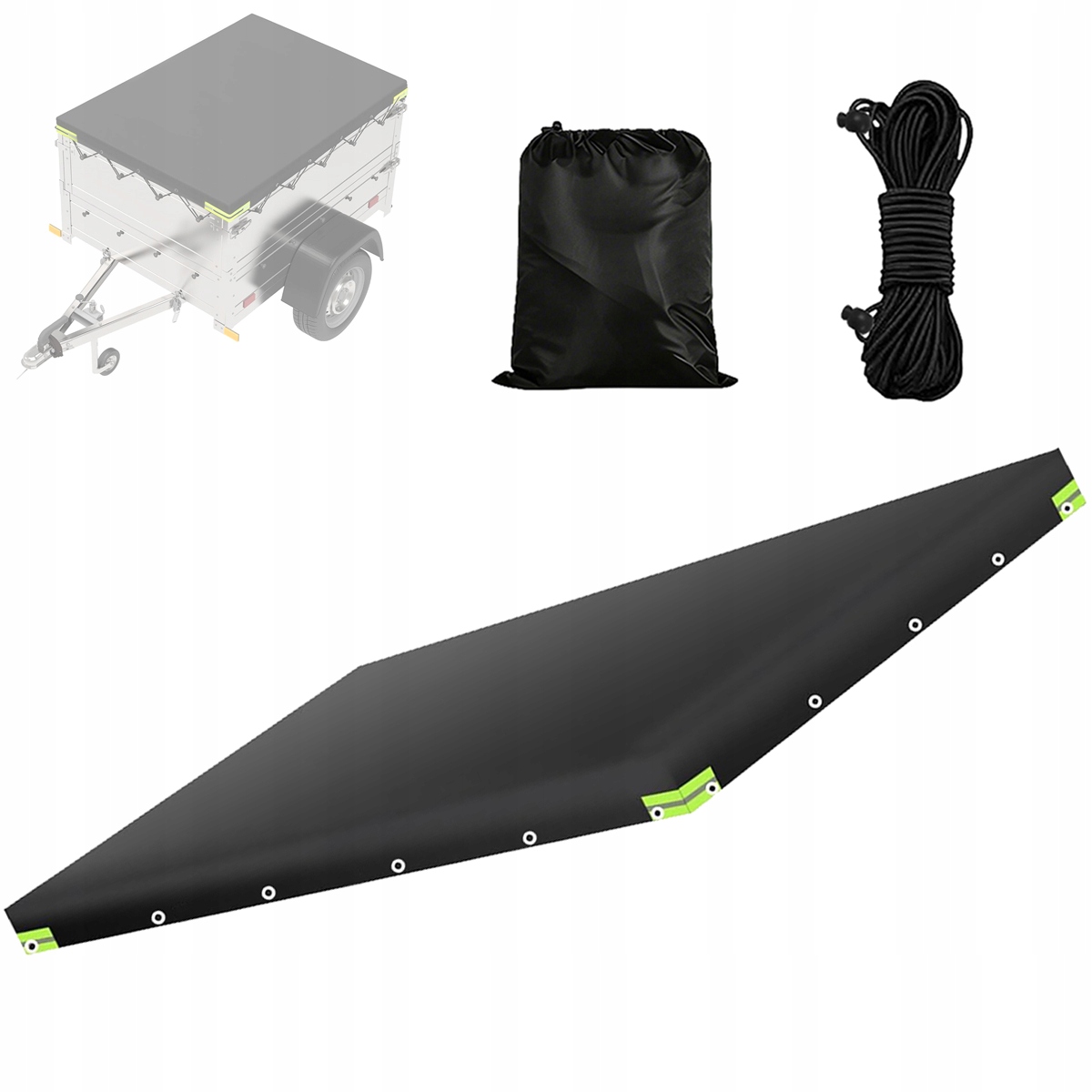 WODOODPORNY POKROWIEC NA PRZYCZEPĘ PODRÓŻNĄ, PLANDEKA NA PRZYCZEPĘ