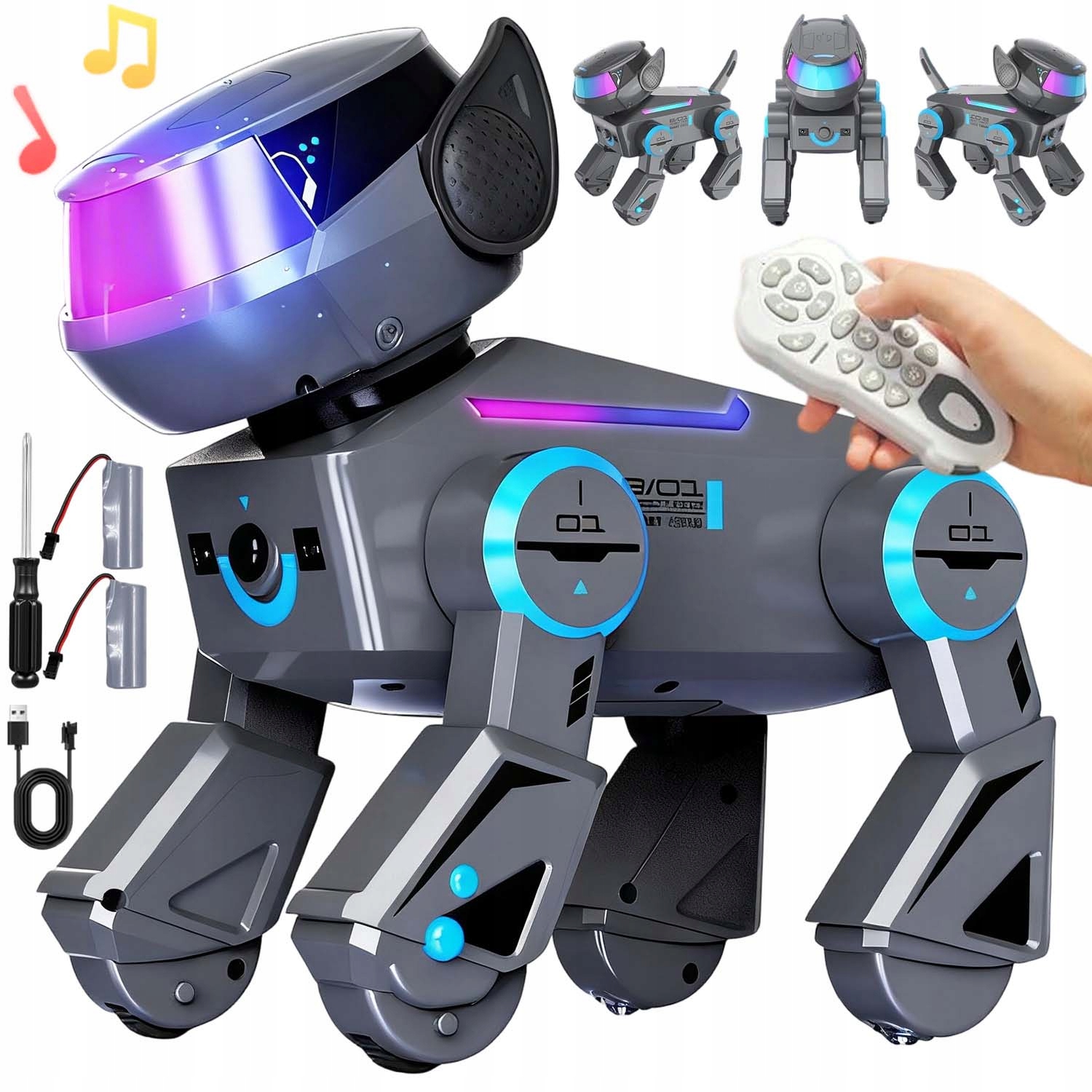 Dálkově Ovládaný Robot Pes Bluetooth Dálkové Ovládání Pár 2 Baterie S Led Dárek