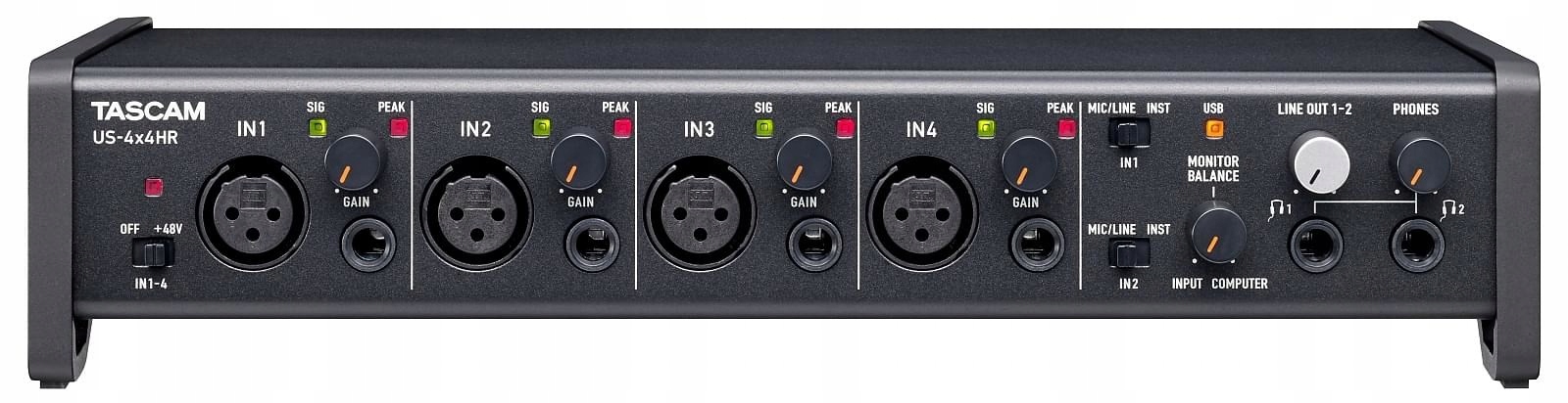 Tascam US-4x4HR - Interfejs USB audio/MIDI wysokiej rozdzielczości (4 wejśc Marka Tascam
