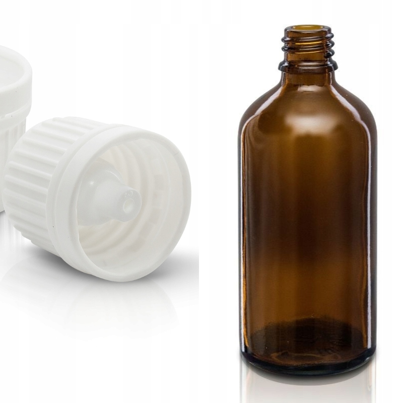 

Butelka szklana 100ml z kroplomierzem białym (k)
